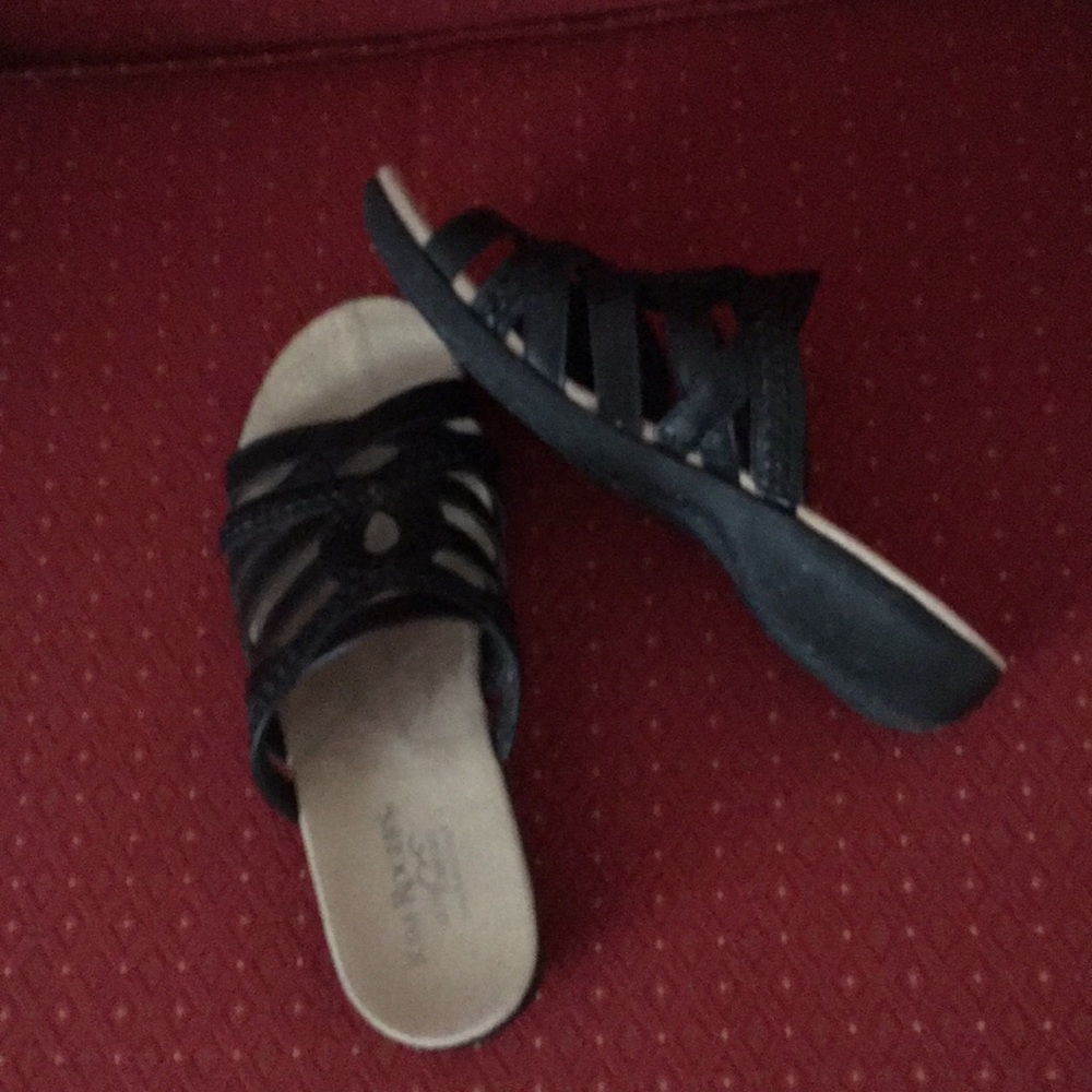 Black Leather slip on casual shoes.